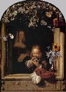 Frans van Mieris Boy Blowing Bubbles. oil painting artist